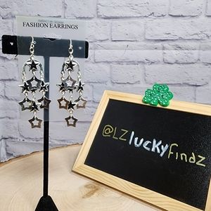 Fashion Earrings Women's/ Black and Silver Stars/NWT